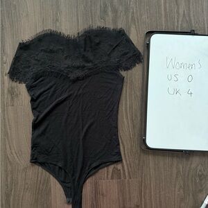 Black Lace Off-Shoulder Bodysuit
